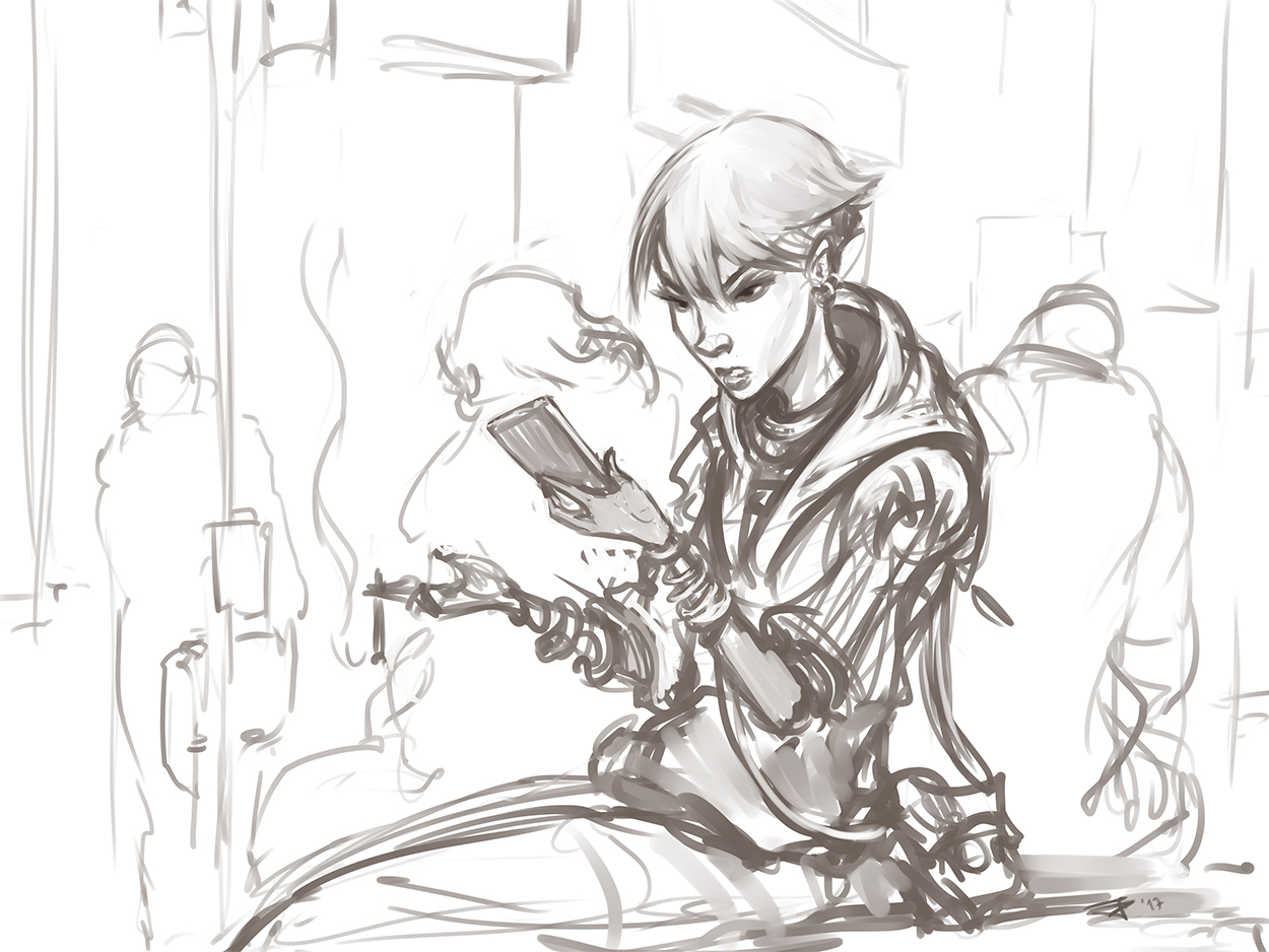 BusStopSmokingWaitMobilePhone