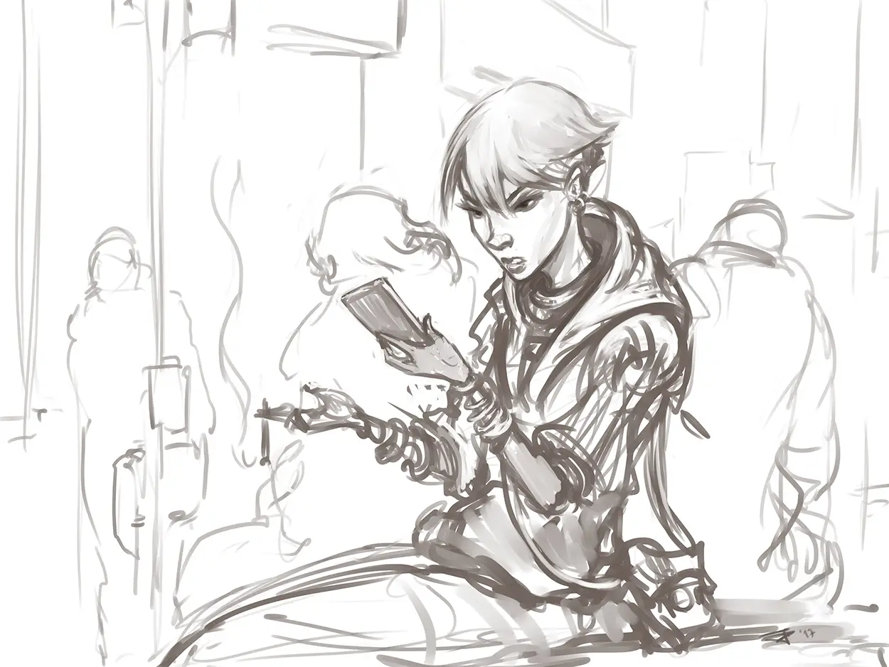 BusStopSmokingWaitMobilePhone